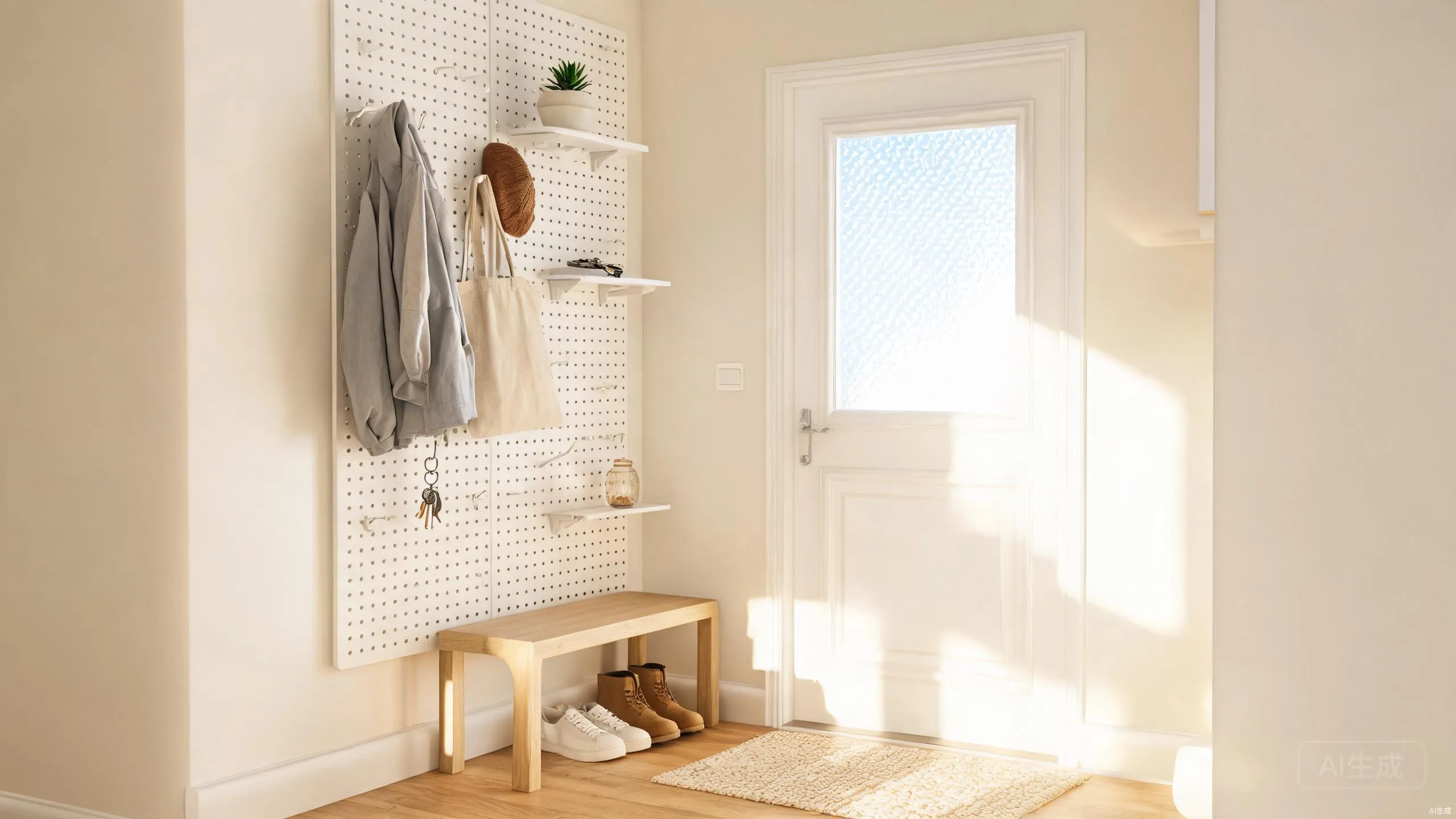 Entryway Pegboard Storage: No-Drill Vertical Solution for Rentals